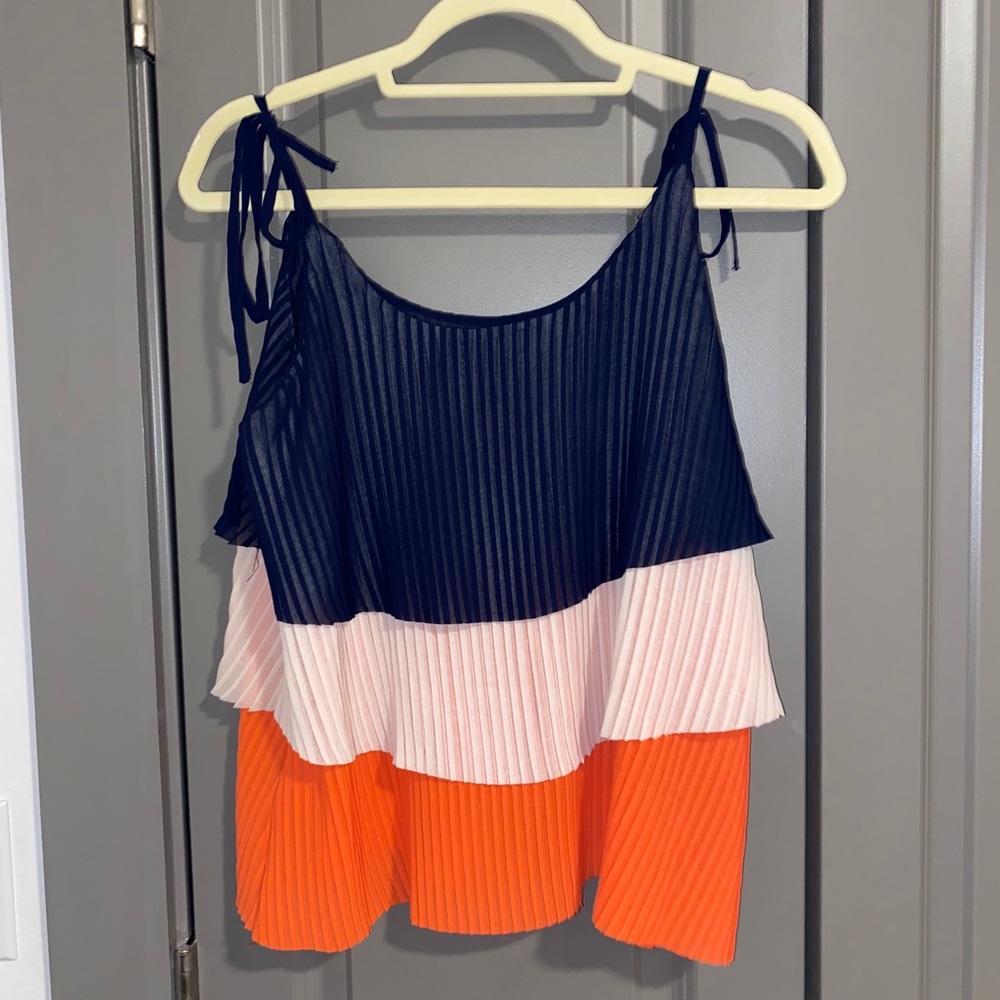 Navy, Beige & Orange Tank